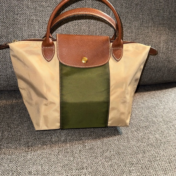 Longchamp mini Elegant Tan and Green Tote Bag - Picture 11 of 14